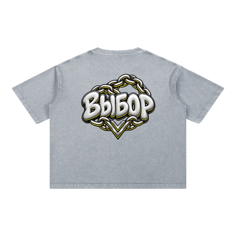 Gold Mineral Wash T-Shirt — Light Gray — Back