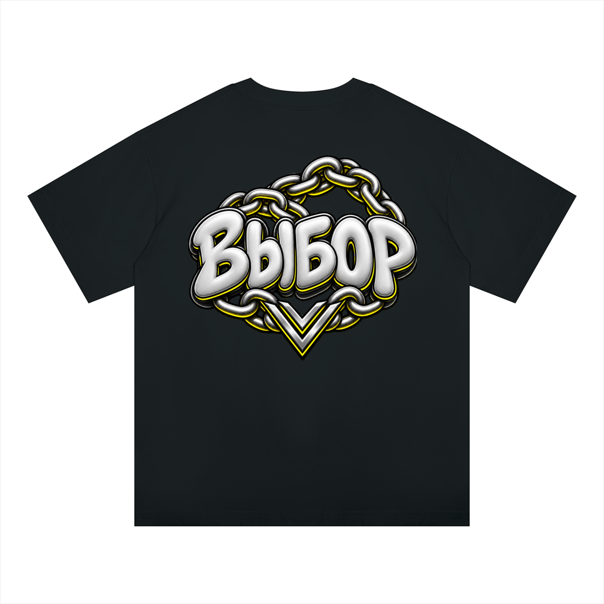 Gold Oversized Drop Shoulder T-Shirt — Black — Back