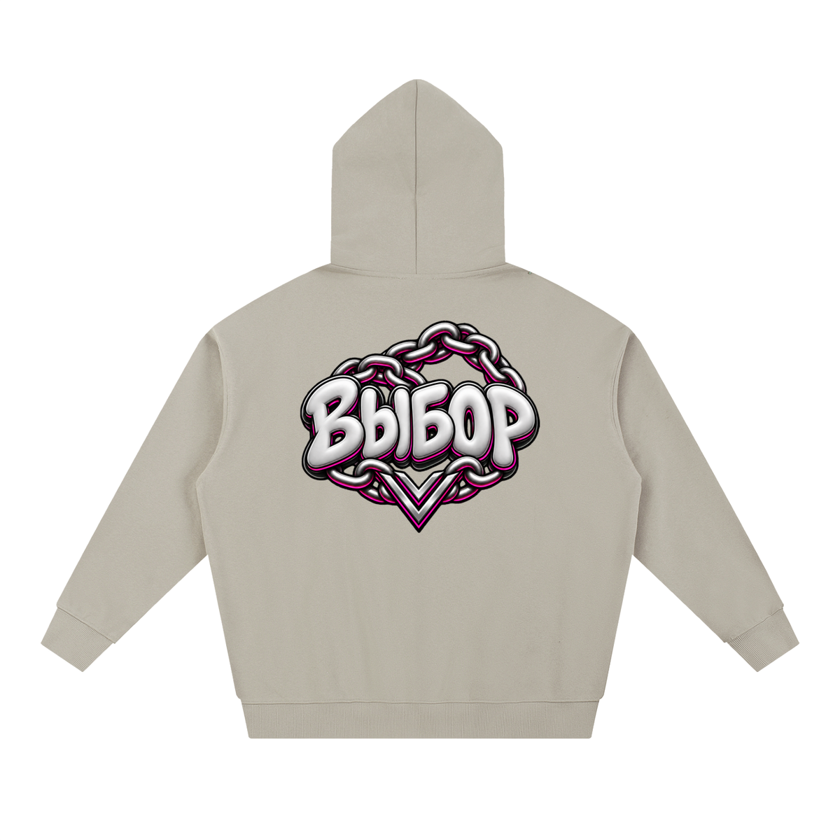 Rose Chrome Hoodie — Light Gray — Back