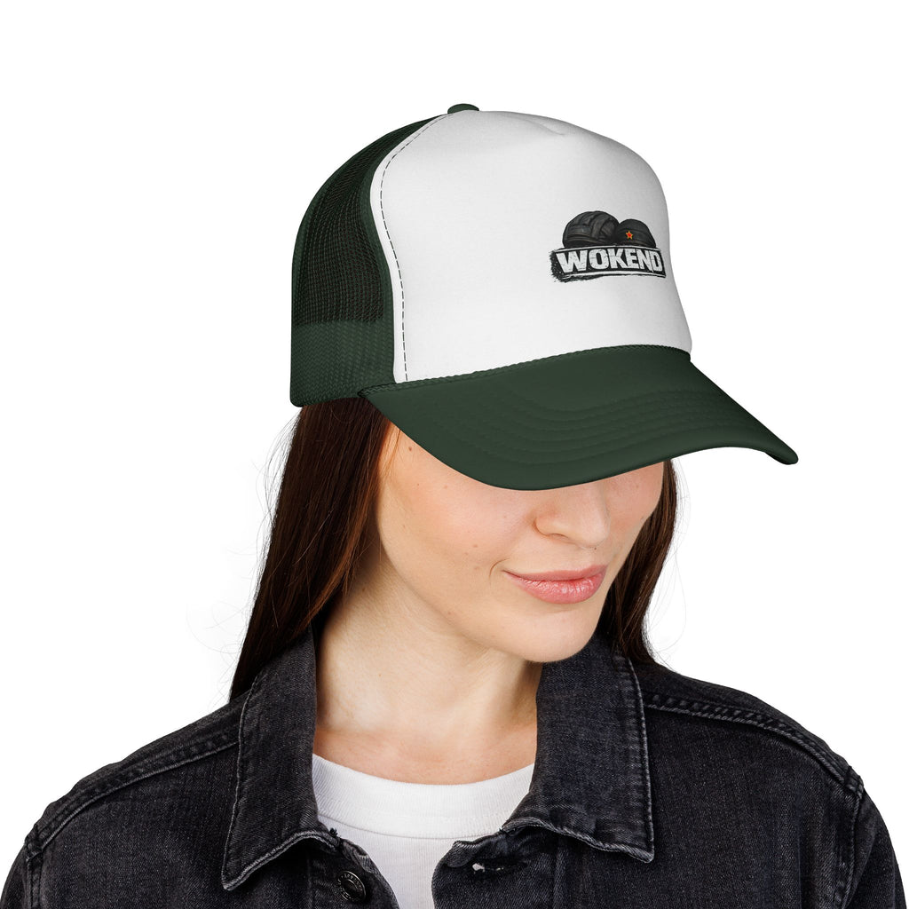 WOKEND cloud logo Trucker Cap | embroidered trucker hat, mesh back