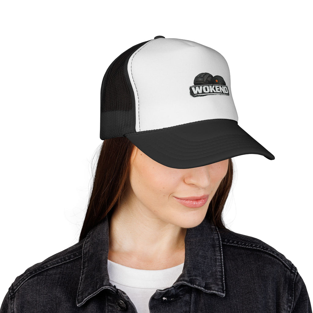 WOKEND cloud logo Trucker Cap | embroidered trucker hat, mesh back