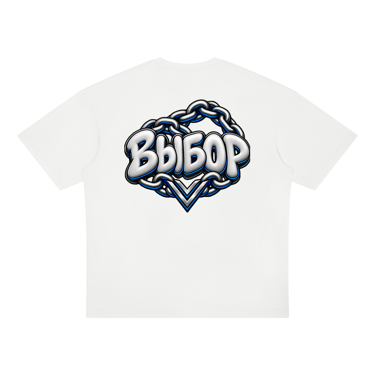 Cobalt Oversized Drop Shoulder T-Shirt — White — Back