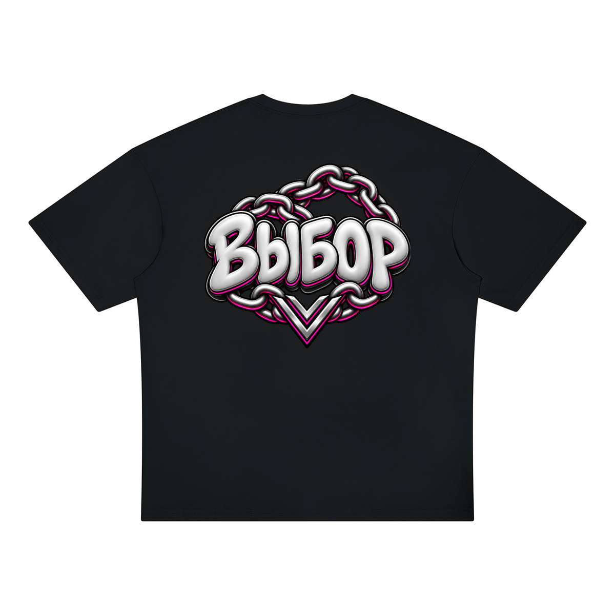 Rose Oversized T-Shirt — Black — Back
