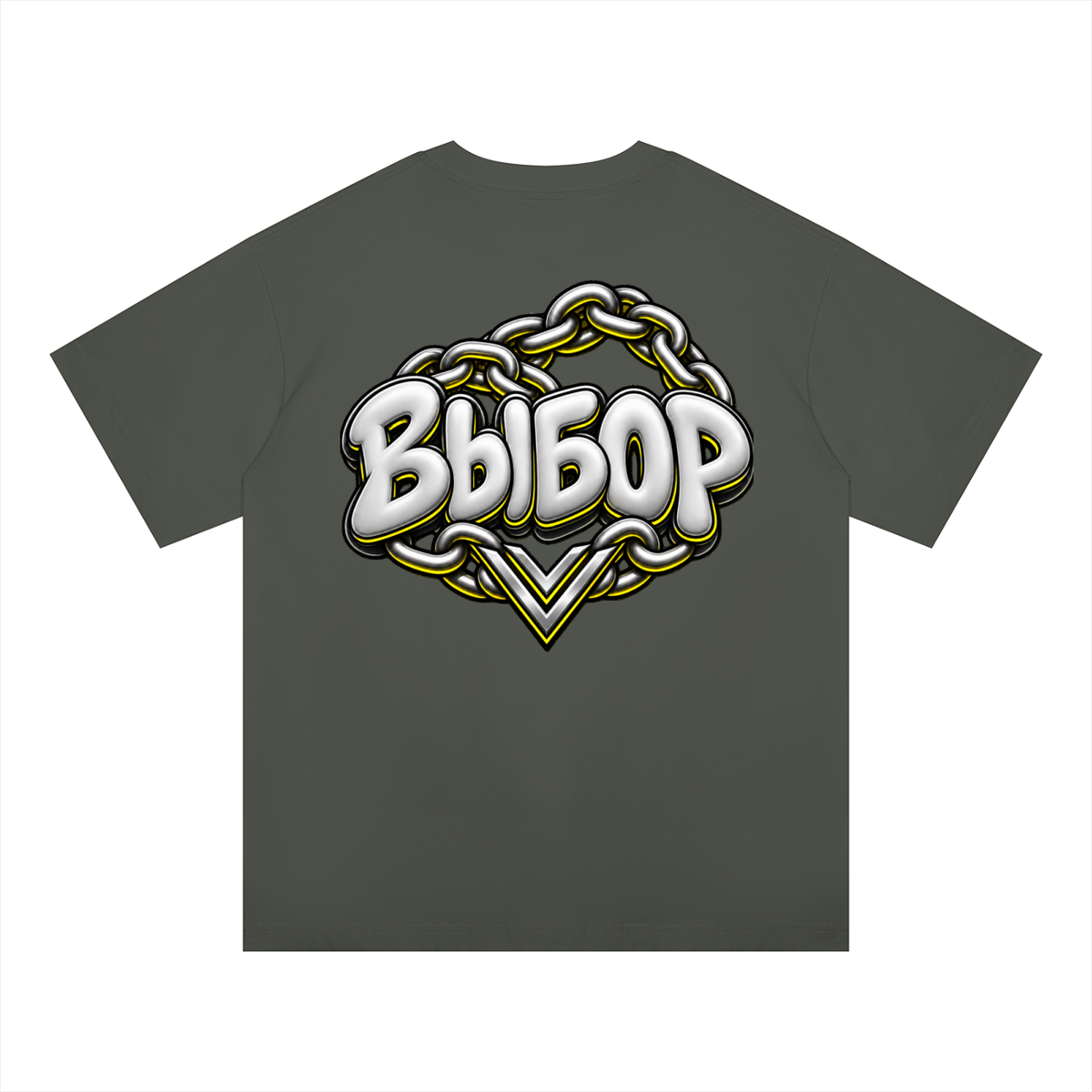 Gold Oversized Drop Shoulder T-Shirt — Dark Gray — Back