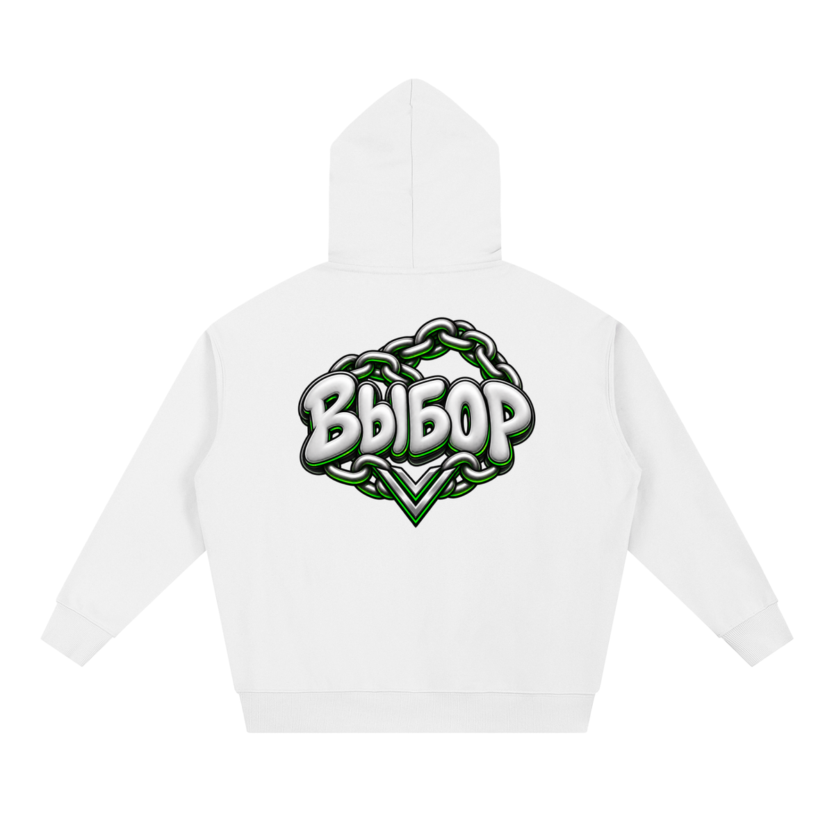 Emerald Chrome Hoodie — White — Back