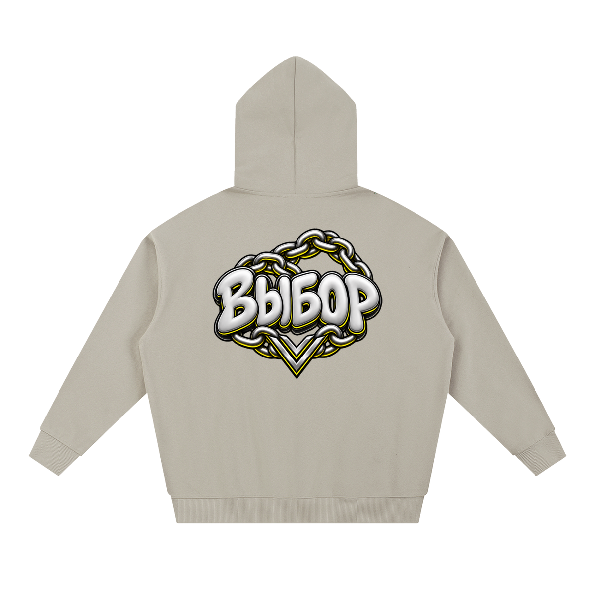 Gold Chrome Hoodie — Light Gray — Back