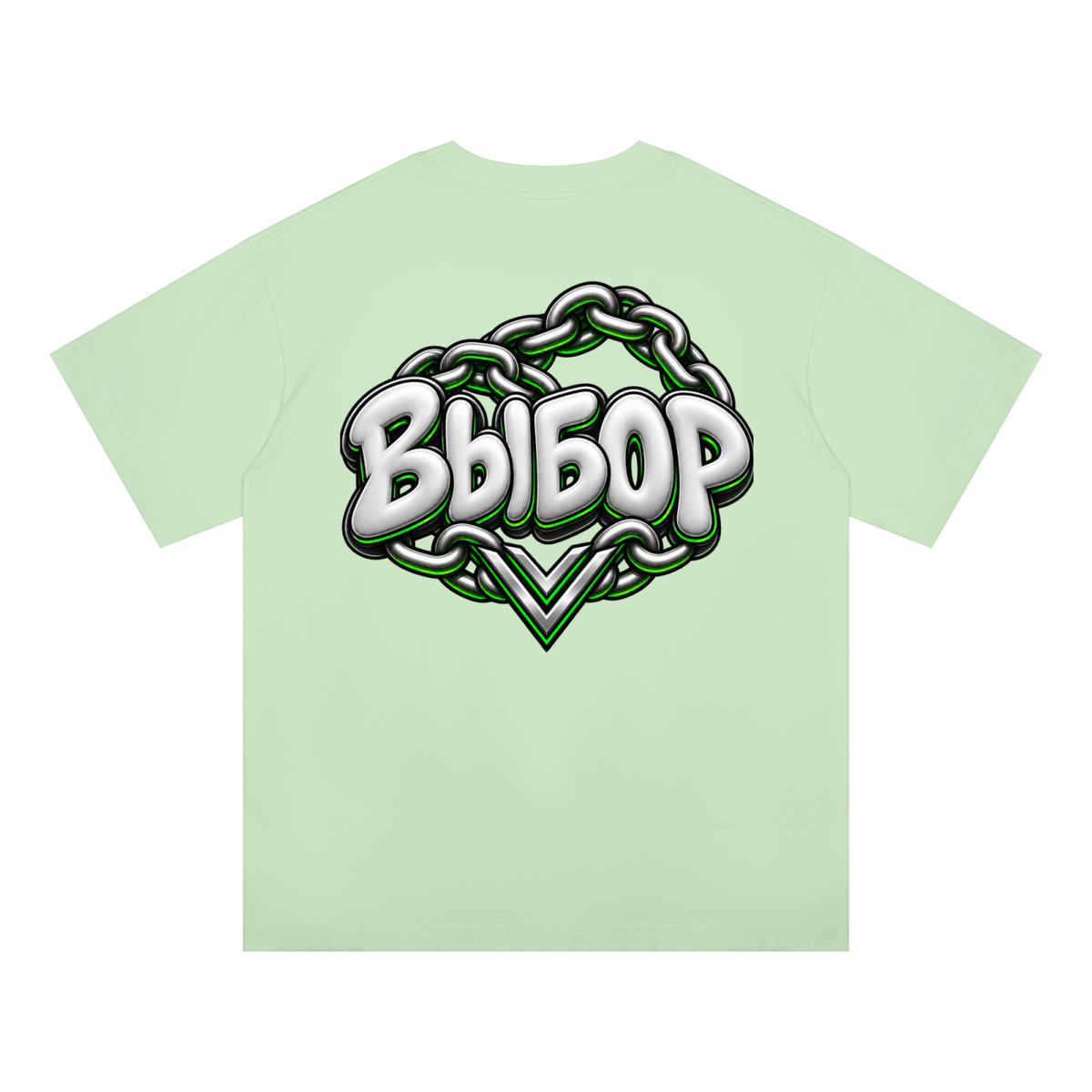 Emerald Oversized Drop Shoulder T-Shirt — Light Green — Back