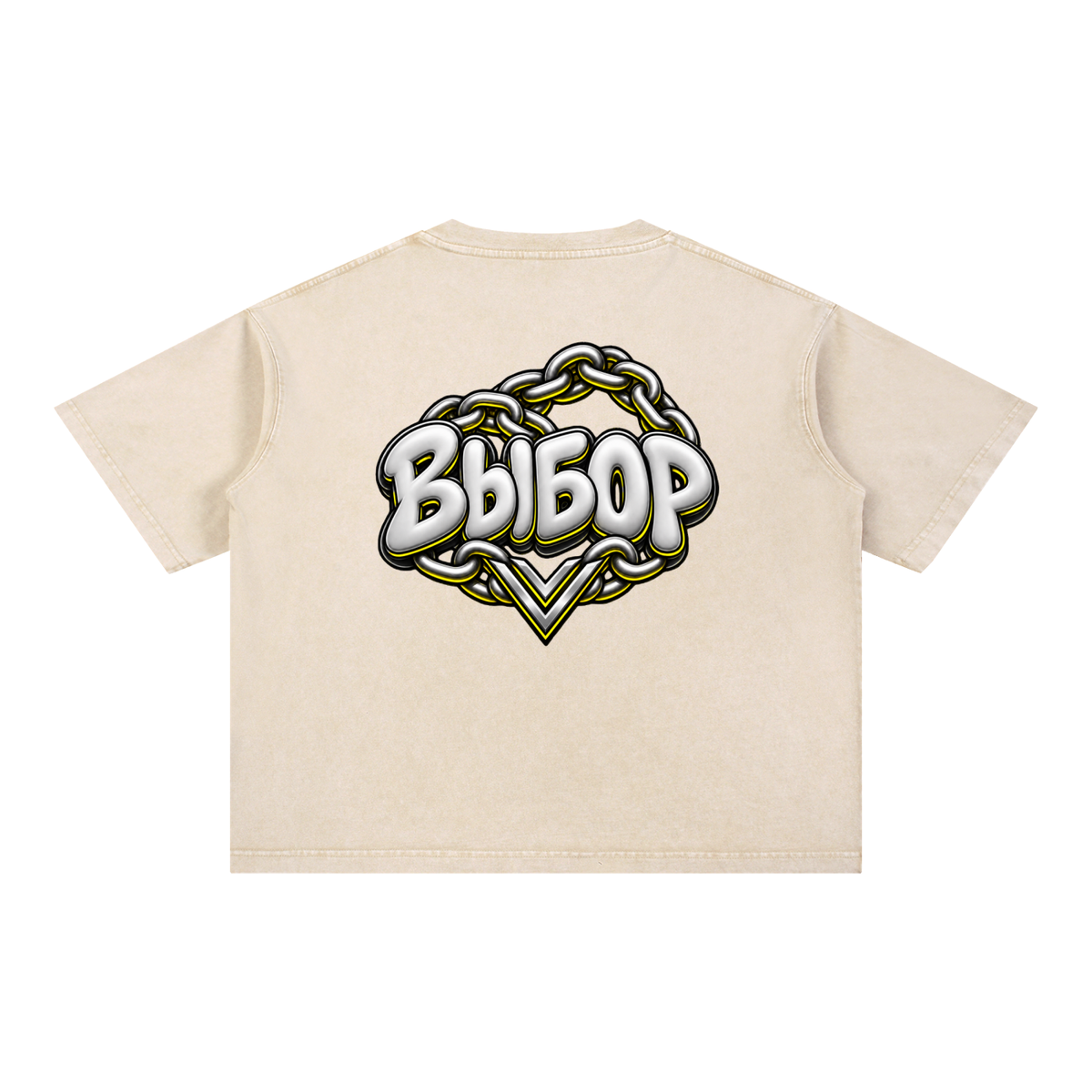 Gold Mineral Wash T-Shirt — Light Apricot — Back