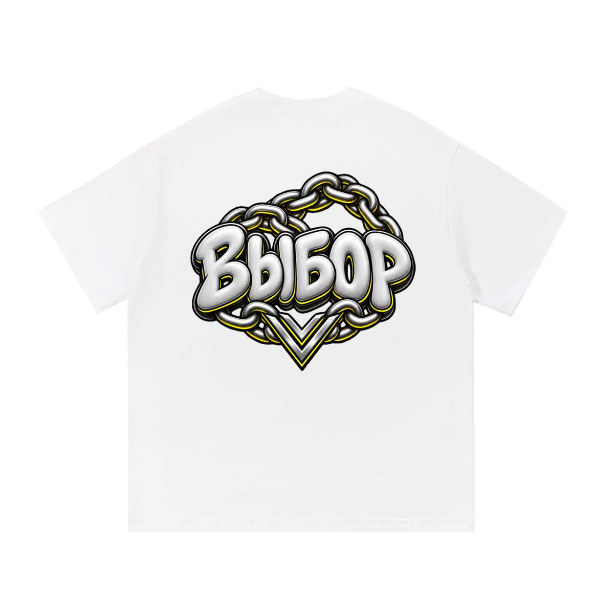 Gold Essential Cotton T-Shirt — White — Back