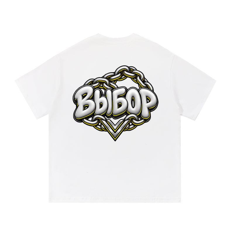 Gold Essential Cotton T-Shirt — White — Back