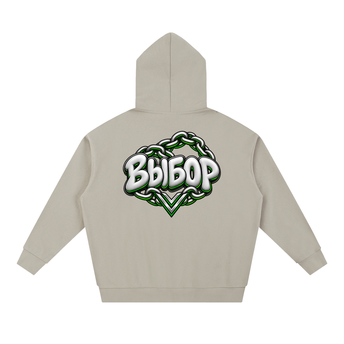 Emerald Chrome Hoodie — Light Gray — Back