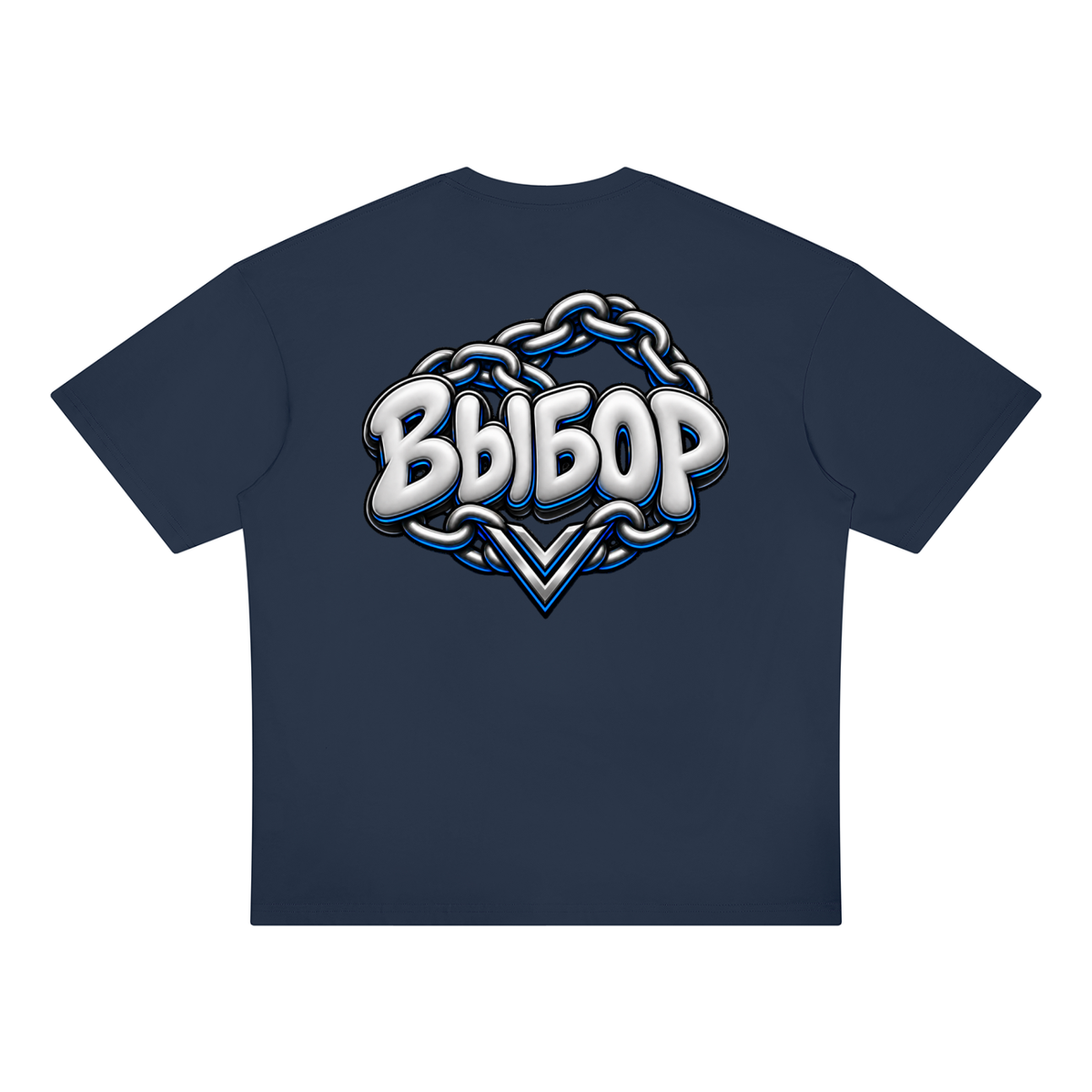 Cobalt Oversized Drop Shoulder T-Shirt — Navy Blue — Back