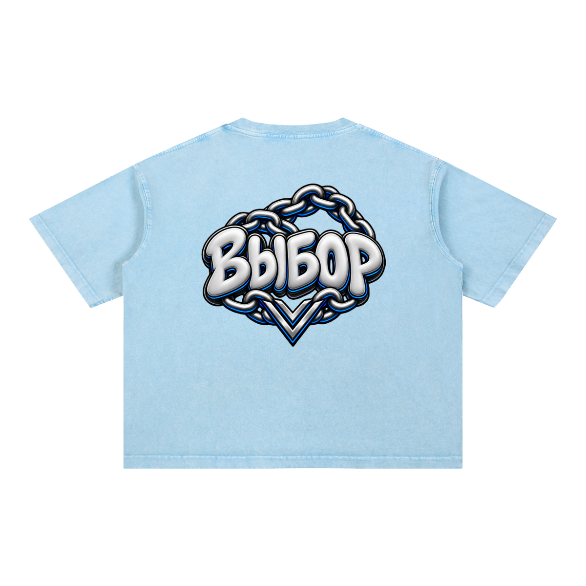 Cobalt Mineral Washed T-Shirt — Sky Blue — Back