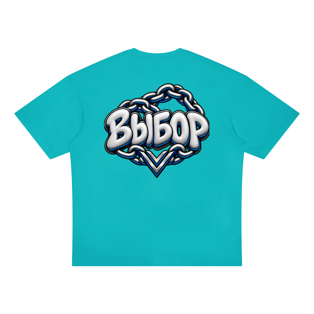 Cobalt Oversized Drop Shoulder T-Shirt — Lake Blue — Back