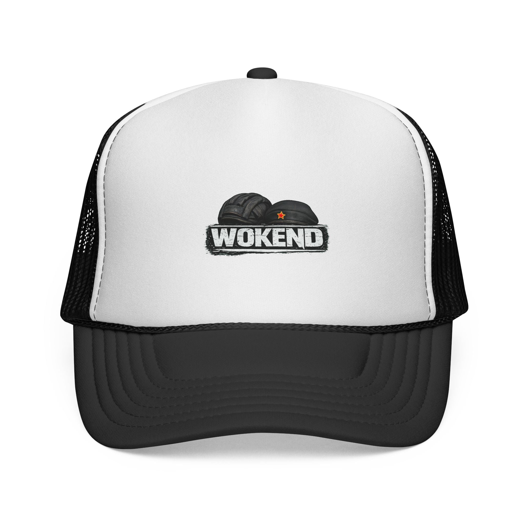 WOKEND cloud logo Trucker Cap | embroidered trucker hat, mesh back