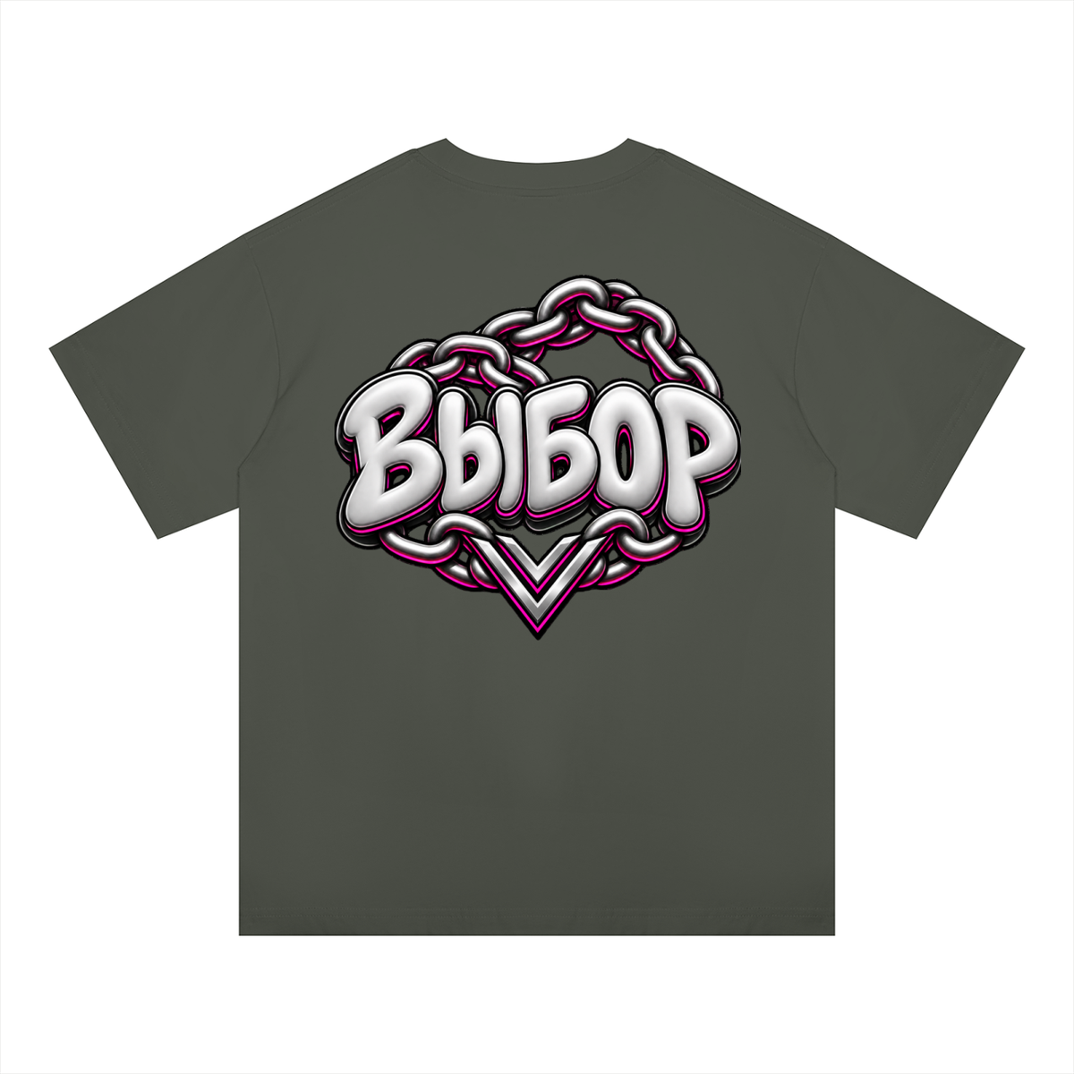 Rose Oversized Drop Shoulder T-Shirt — Dark Gray — Back