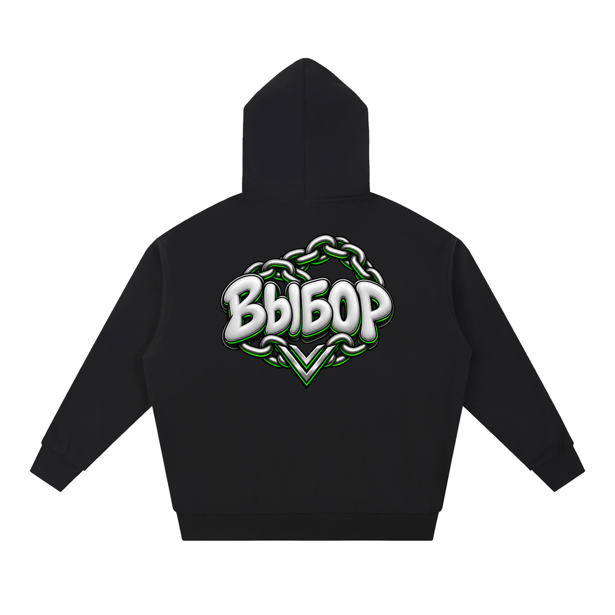 Emerald Chrome Hoodie — Black — Back