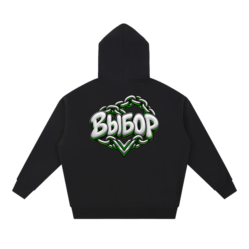 Emerald Chrome Hoodie — Black — Back