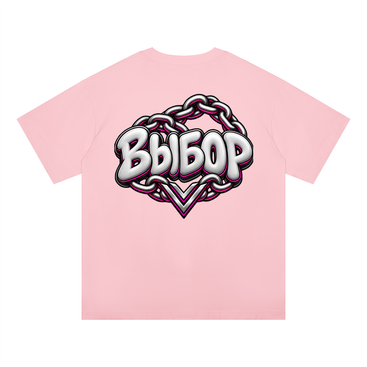 Rose Oversized Drop Shoulder T-Shirt — Light Pink — Back