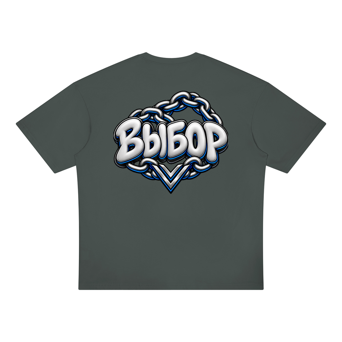 Cobalt Oversized Drop Shoulder T-Shirt — Dark Gray — Back