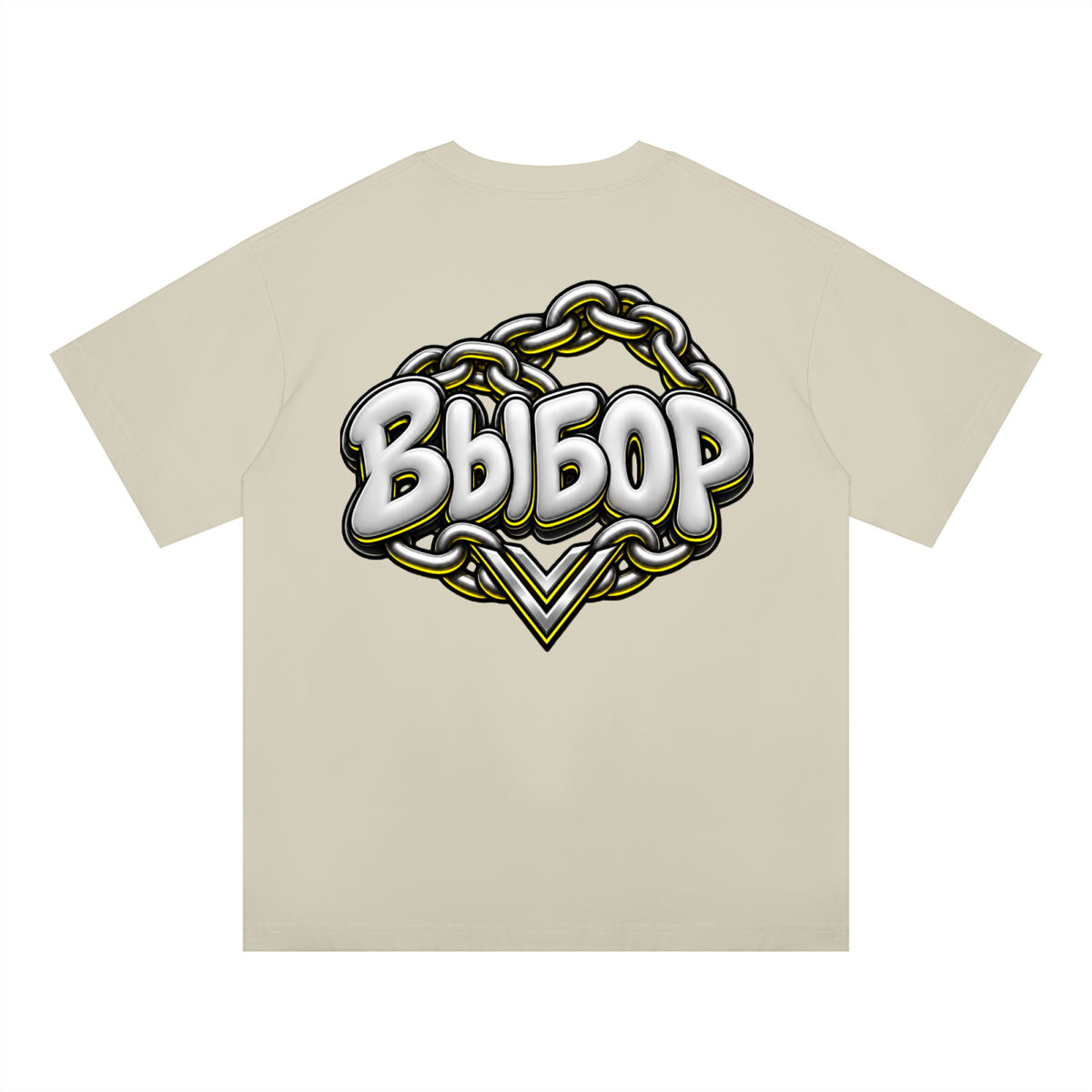 Gold Oversized Drop Shoulder T-Shirt — White Gray — Back