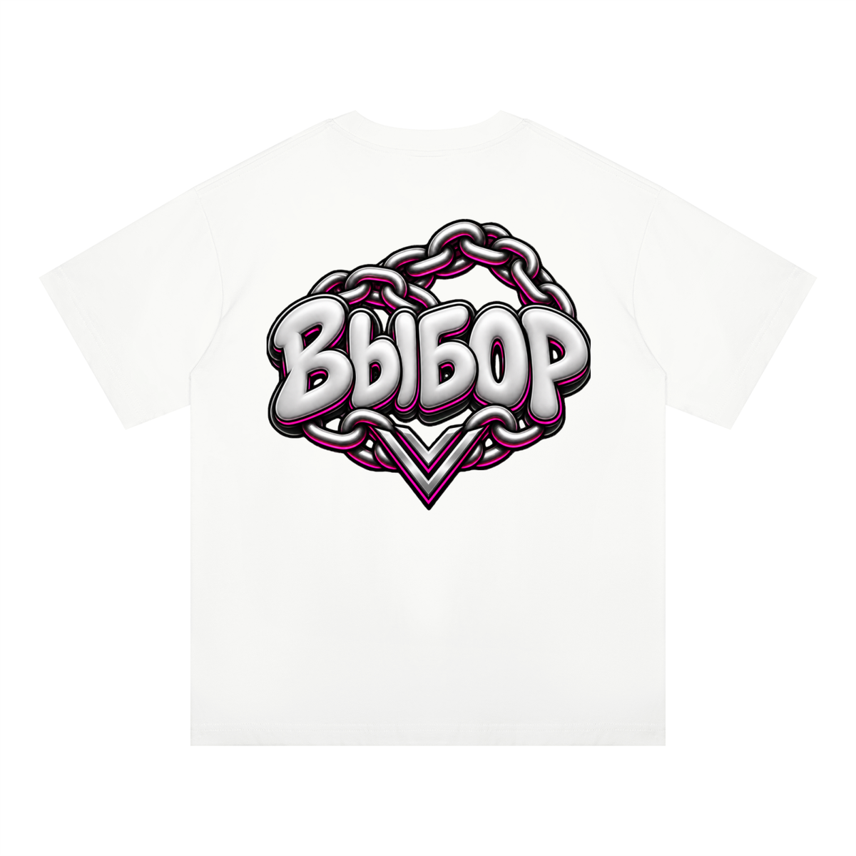 Rose Oversized Drop Shoulder T-Shirt — White — Back