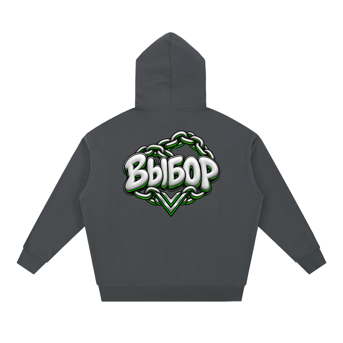 Emerald Chrome Hoodie — Dark Gray — Back