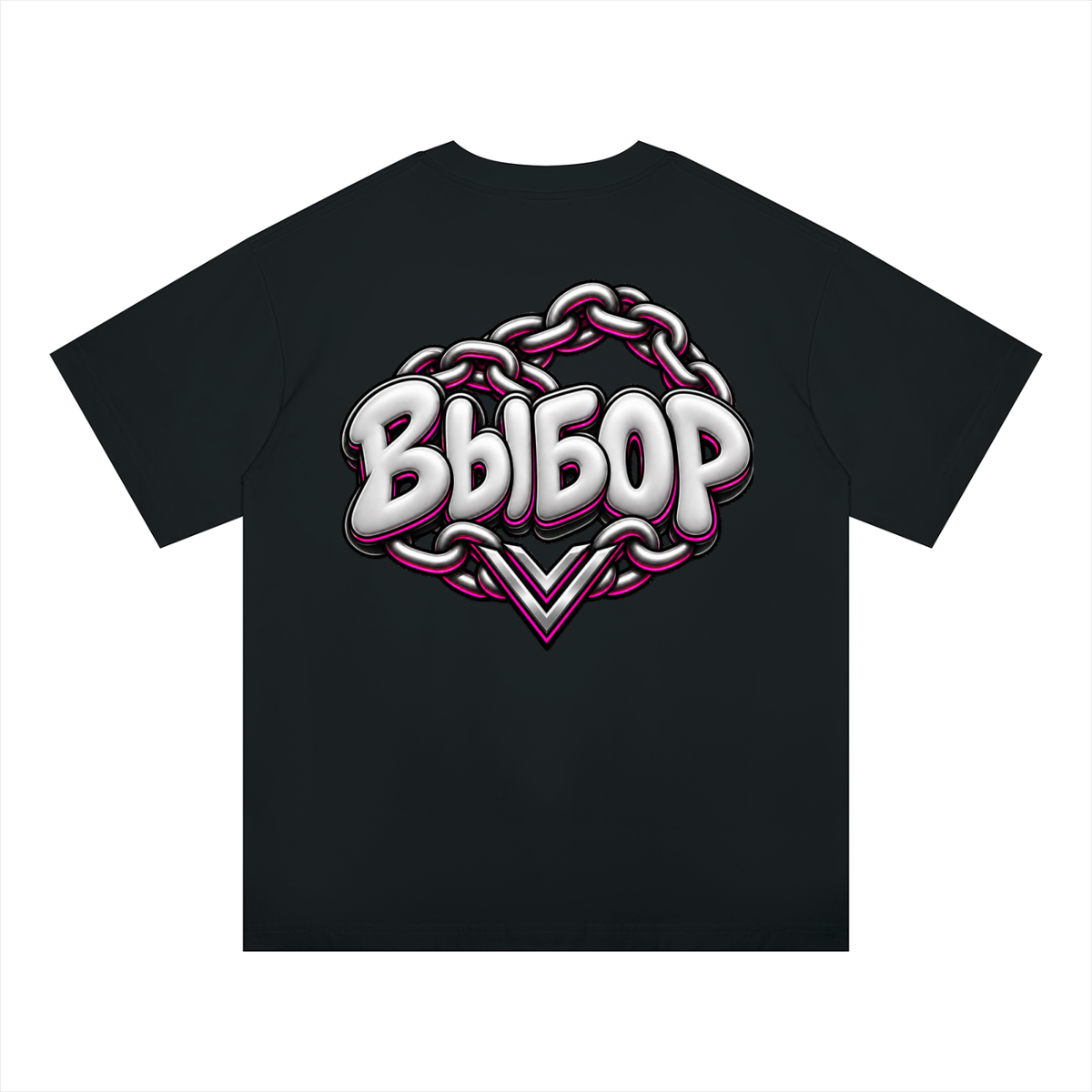 Rose Oversized Drop Shoulder T-Shirt — Black — Back