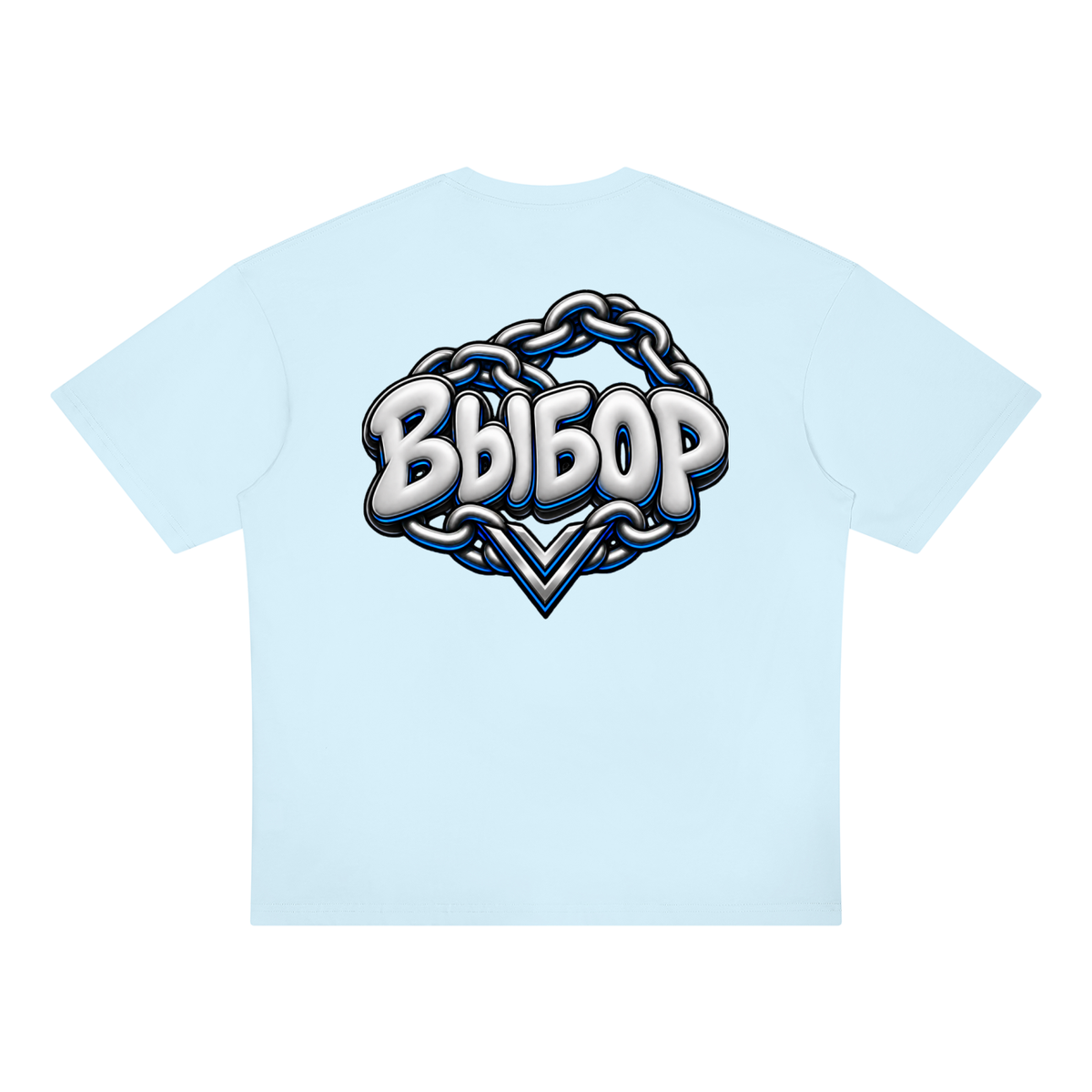 Cobalt Oversized Drop Shoulder T-Shirt — Sky Blue — Back