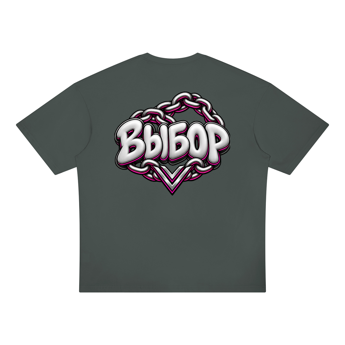 Rose Oversized T-Shirt — Dark Gray — Back