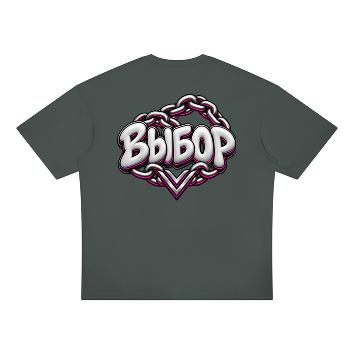 Rose Oversized T-Shirt — Dark Gray — Back