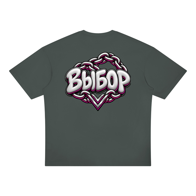 Rose Oversized T-Shirt — Dark Gray — Back