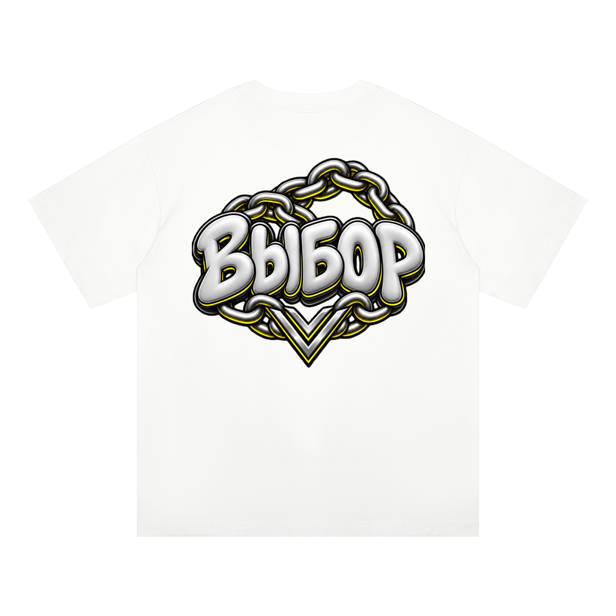 Gold Oversized Drop Shoulder T-Shirt — White — Back